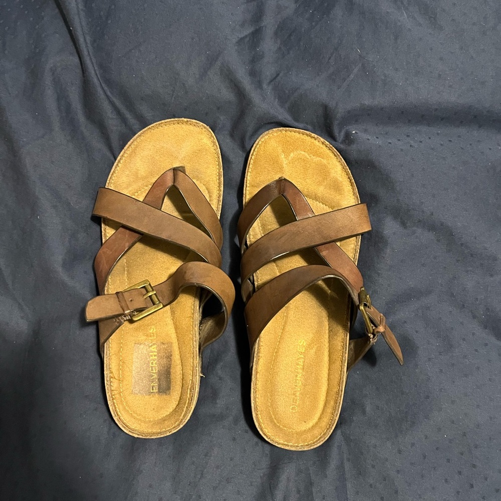 Brown Leather Sandals with Buckle